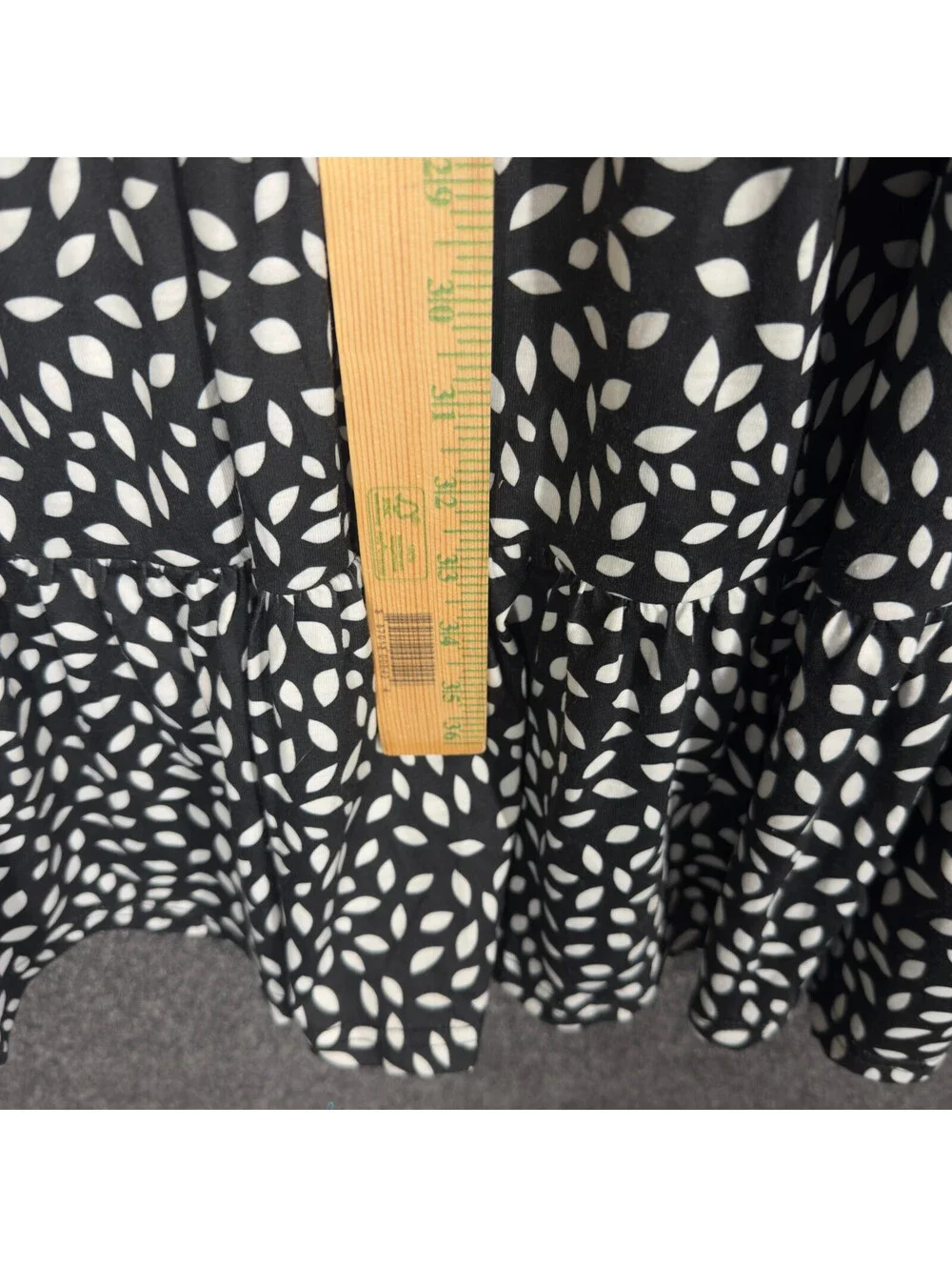 Unbranded Dress Women 2XL Black Geometric Shift Midi Short Sleeve Casual Stretch